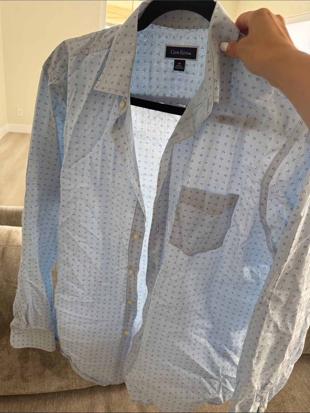 Club Room Light Blue Micro-Print Button-Down Shirt